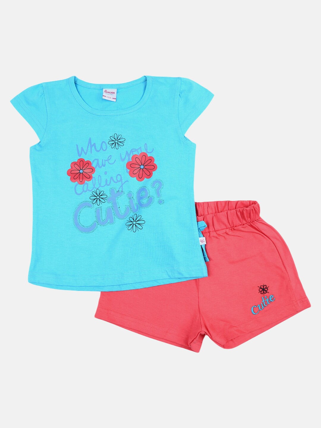 

V-Mart Girls Printed T-shirt with Shorts, Blue