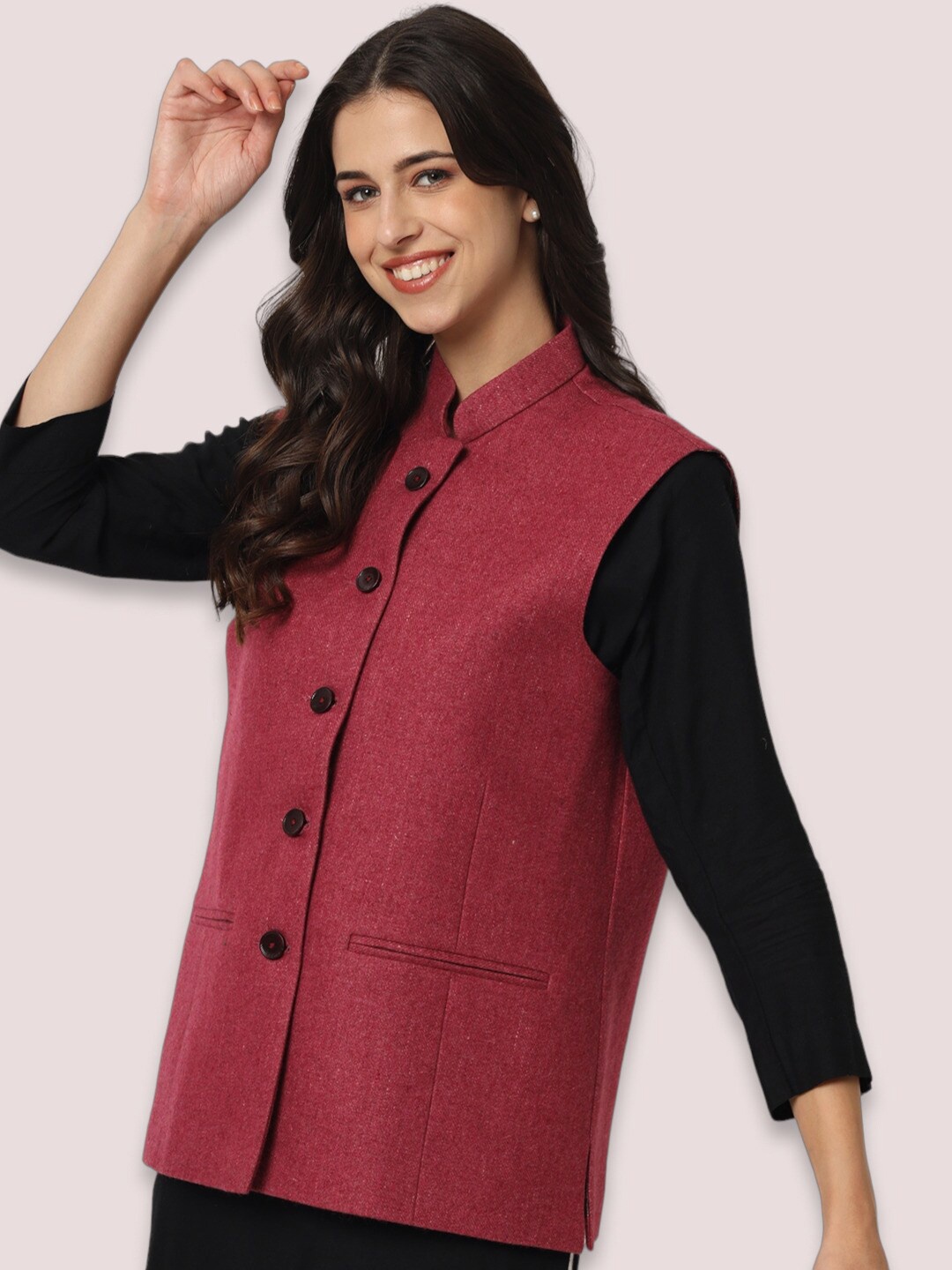 

Vastraa Fusion Woolen Nehru Jackets, Maroon