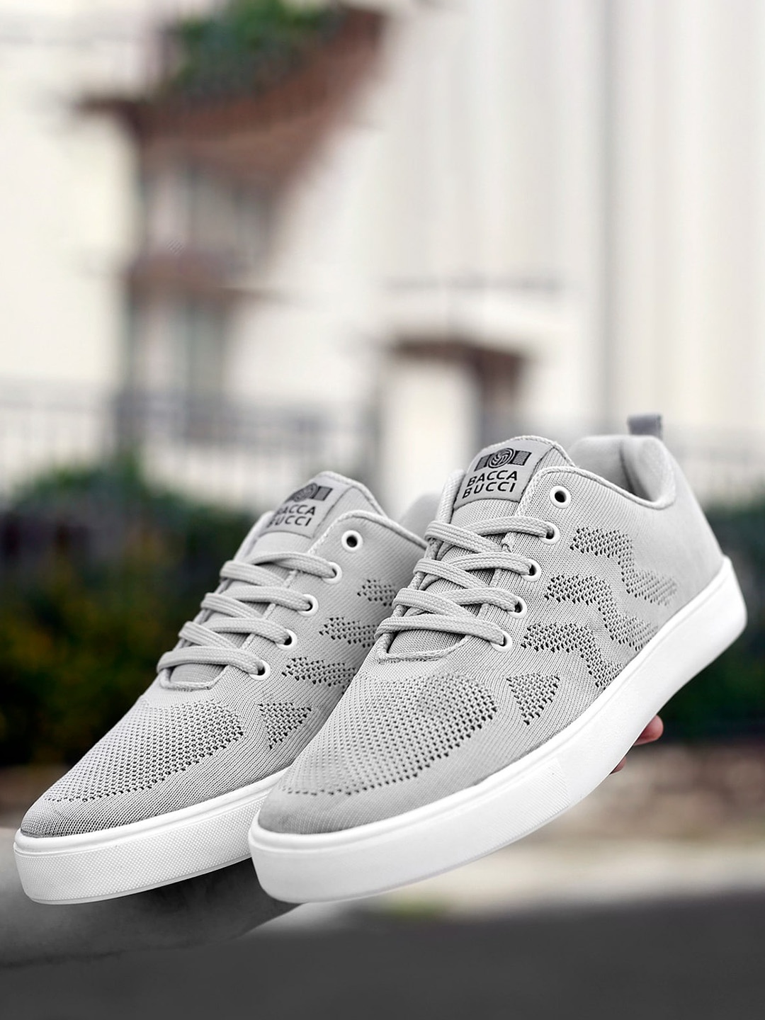 

bacca bucci Men Woven Design Sneakers, Grey