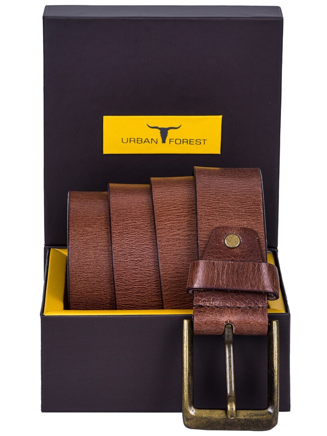 

URBAN FOREST Men Textured Leather Belt, Brown
