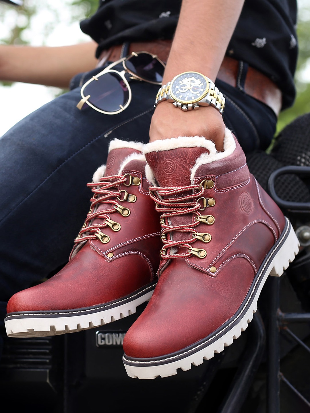 

bacca bucci Men Casual Hiking Boots, Maroon