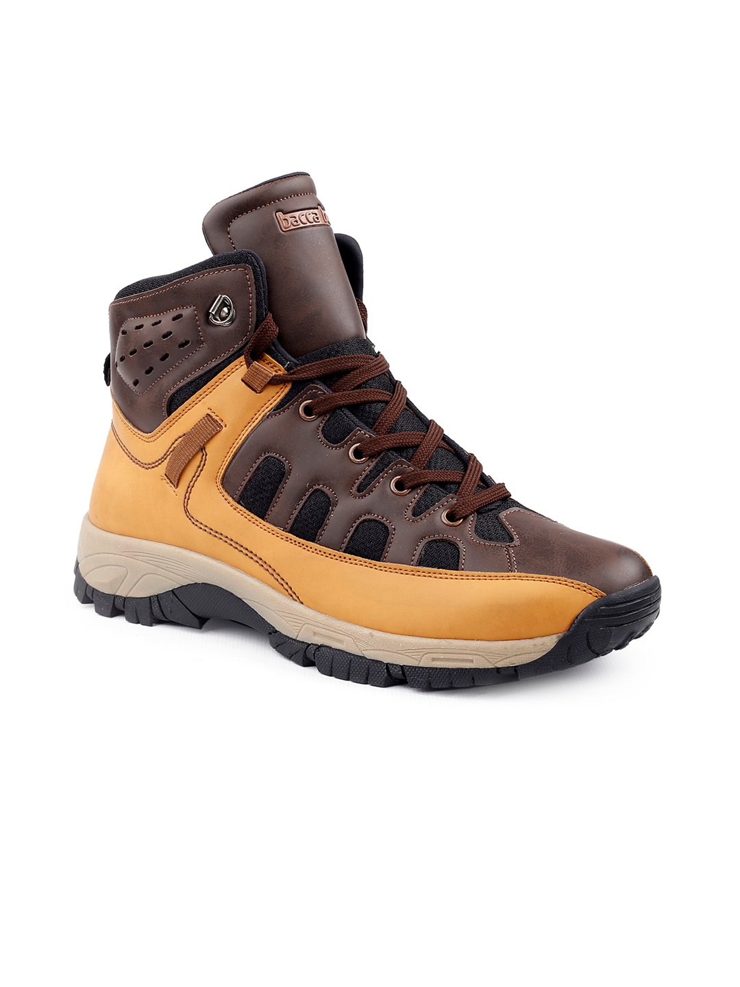 

bacca bucci Men Textured Platform-Heeled Waterproof Hiking Boots, Brown