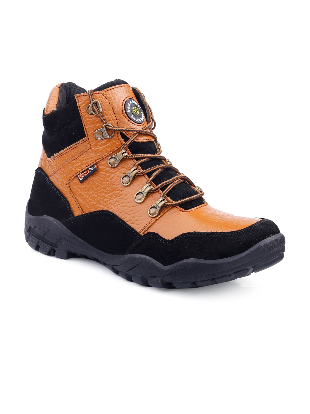 

bacca bucci Men Leather Hiking Boots, Tan