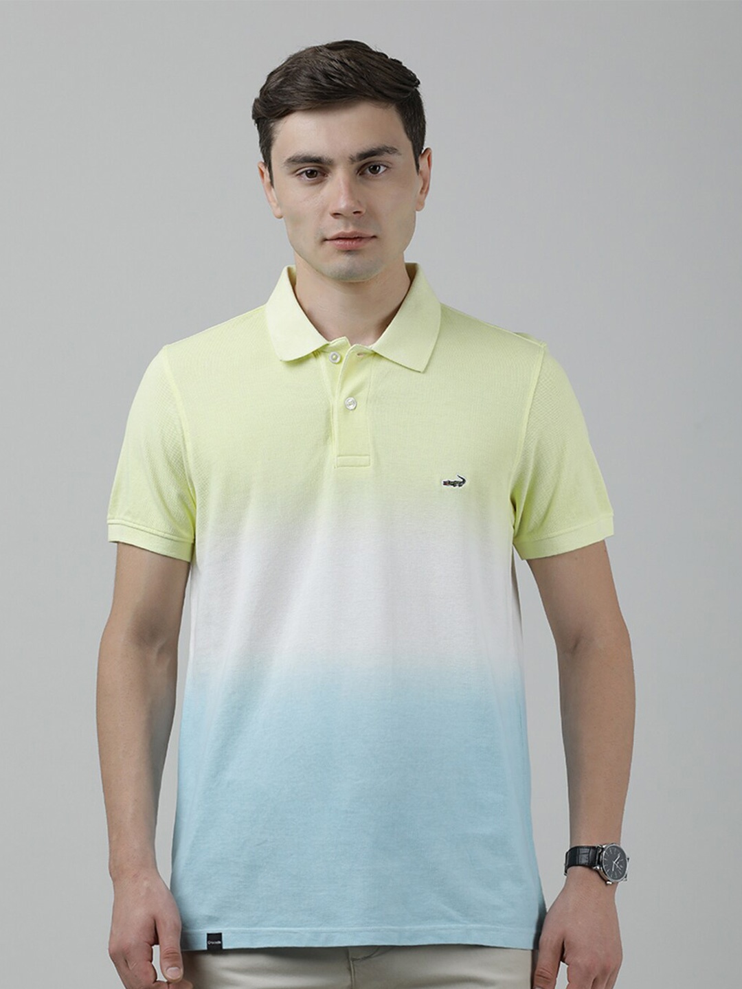 

Crocodile Ombre Polo Collar Slim Fit Cotton T-shirt, Yellow