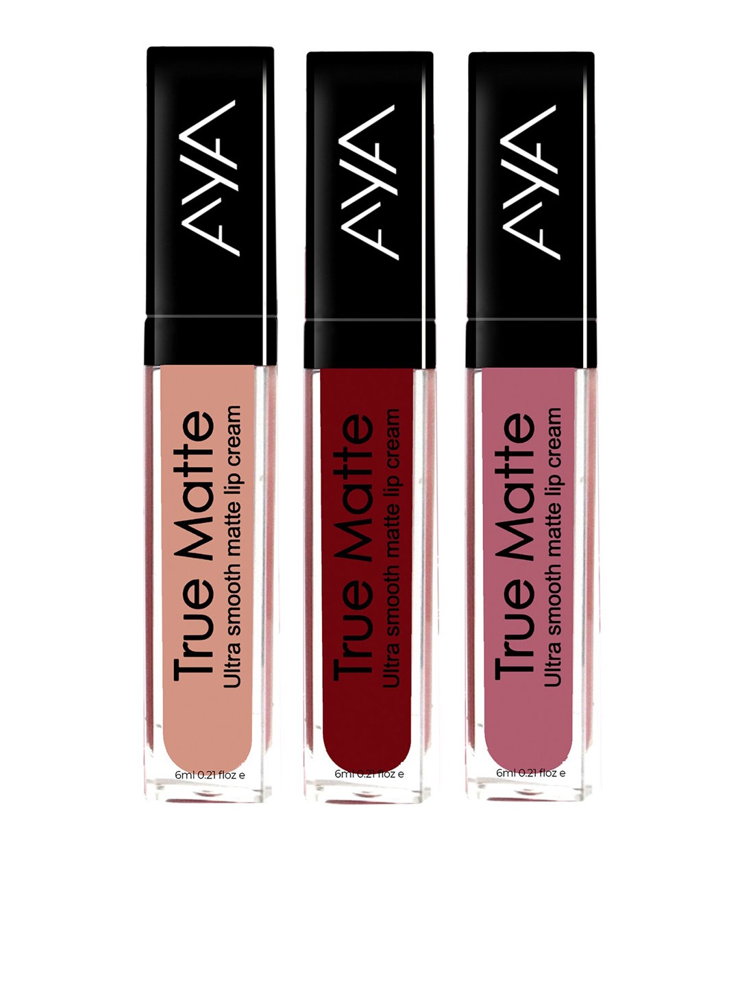 

AYA True Matte Set of 3 Ultra Smooth Liquid Lipsticks - 6ml Each, Nude