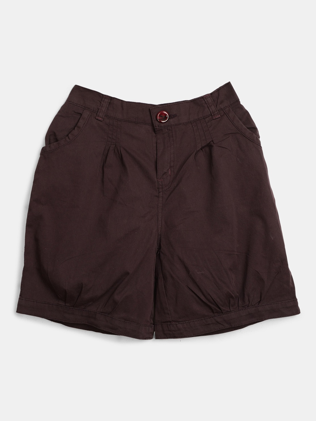 

V-Mart Girls Mid Rise Cotton Shorts, Brown
