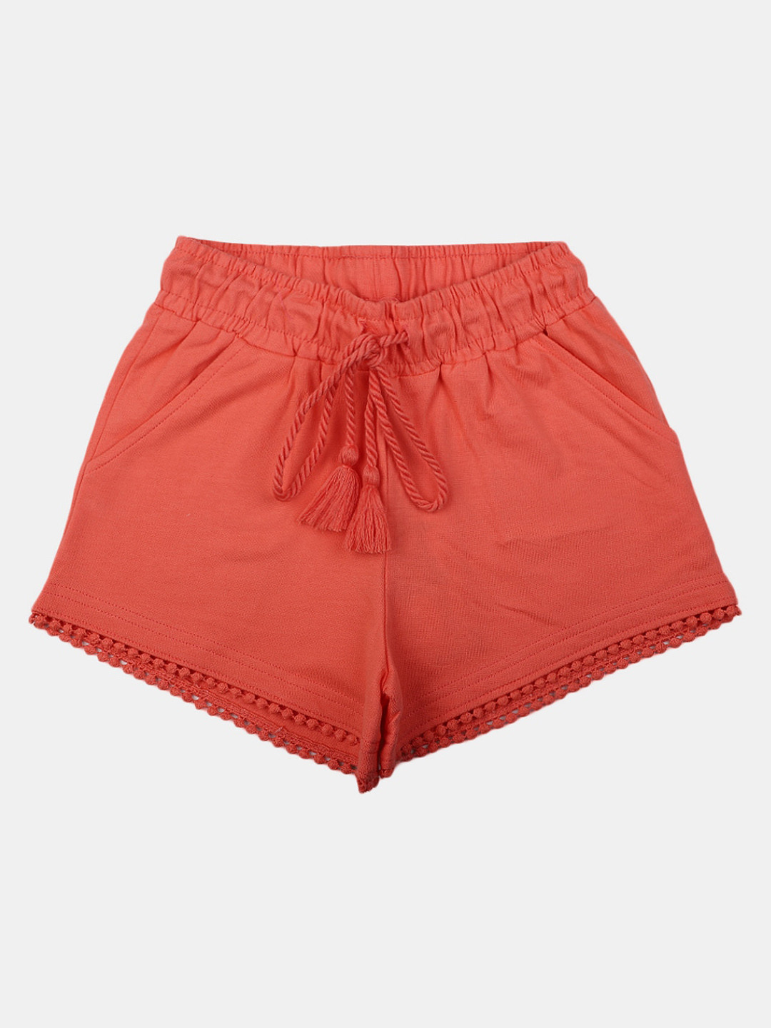 

V-Mart Girls Mid-Rise Cotton Shorts, Coral