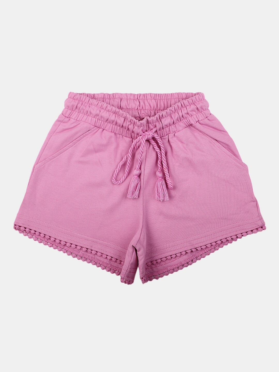 

V-Mart Girls Mid Rise Knitted Cotton Shorts, Purple