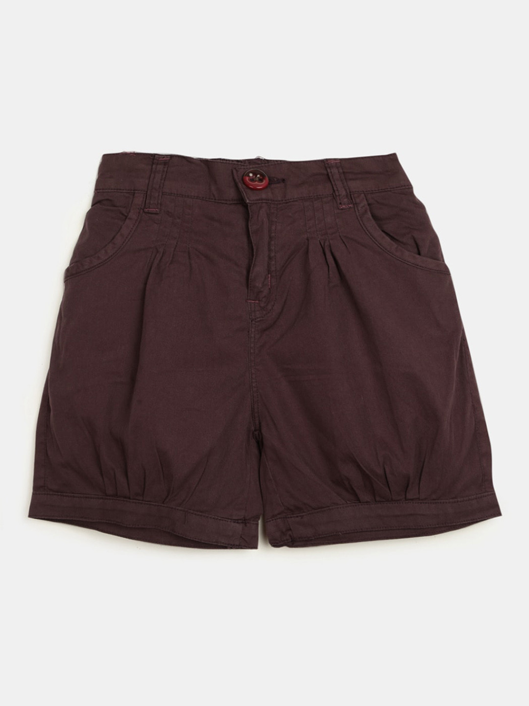 

V-Mart Girls Cotton Twill Shorts, Brown