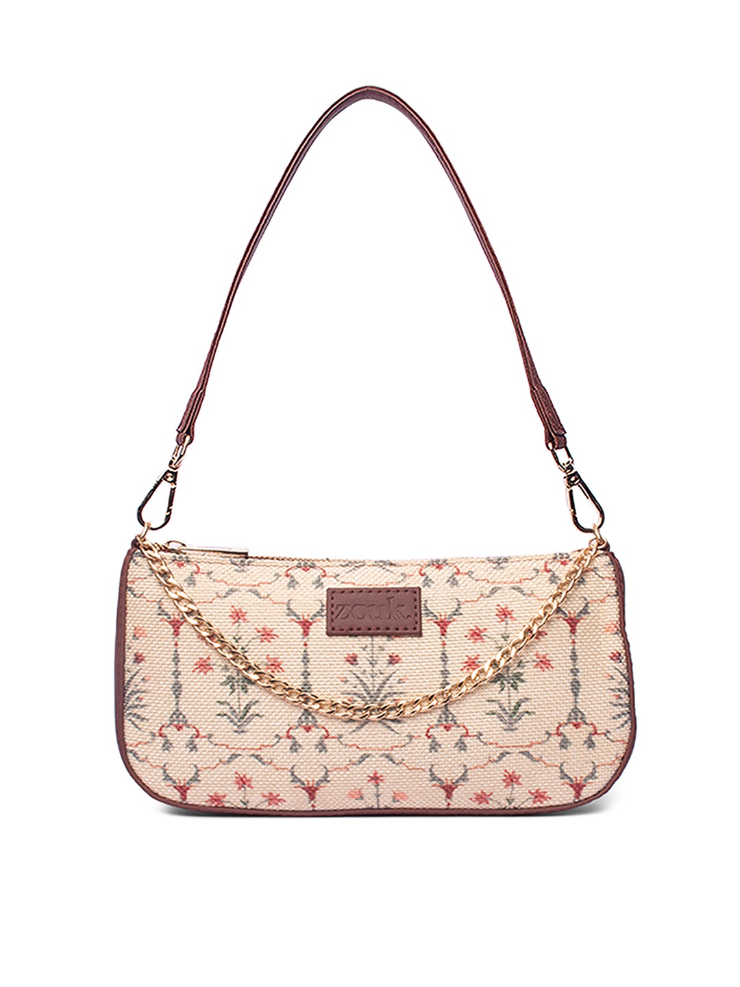 

ZOUK Floral Printed Structured Sling Bag, White