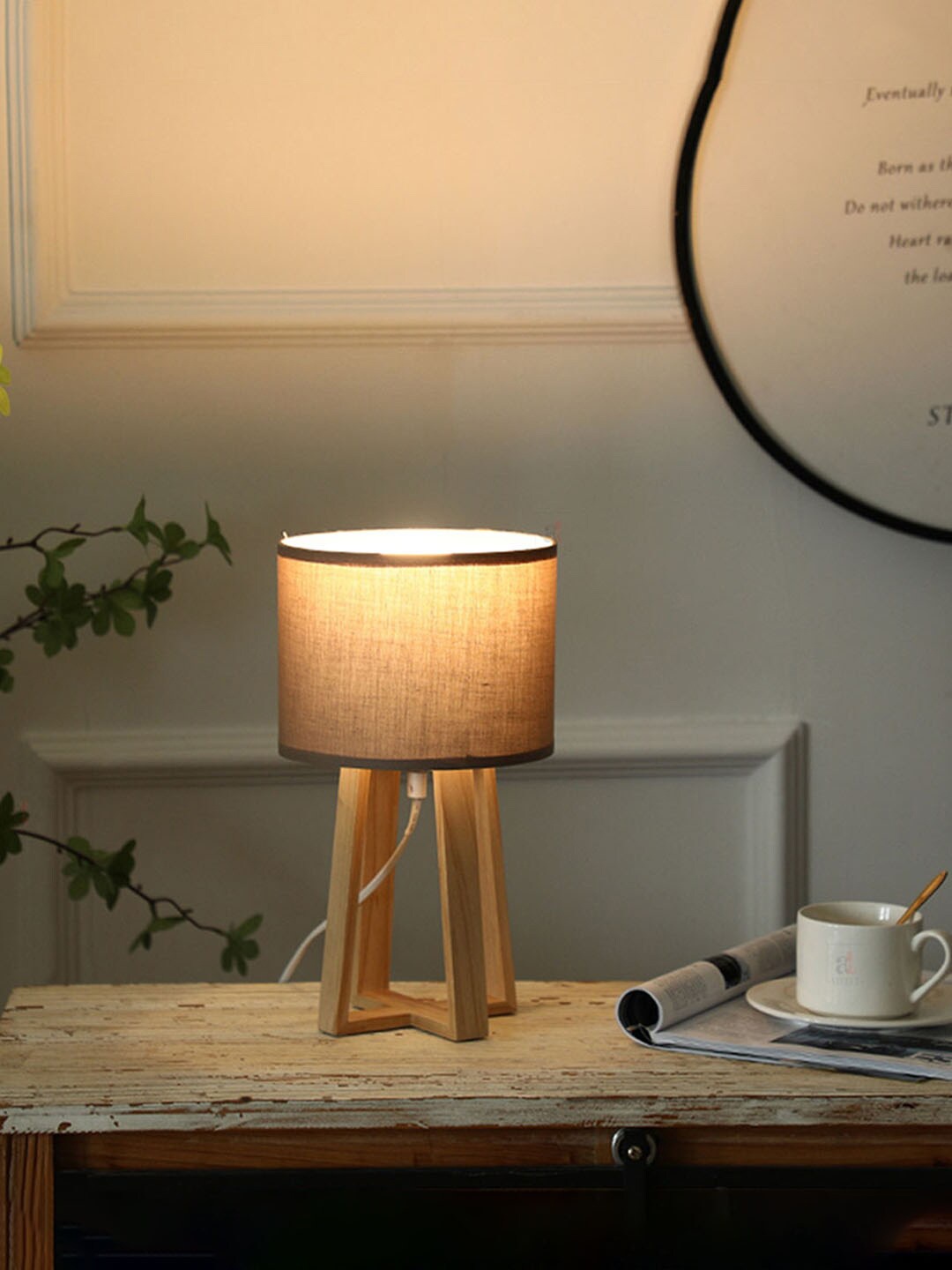 

Art Street Brown Cylindrical Multi-Legged Wooden Table Lamp
