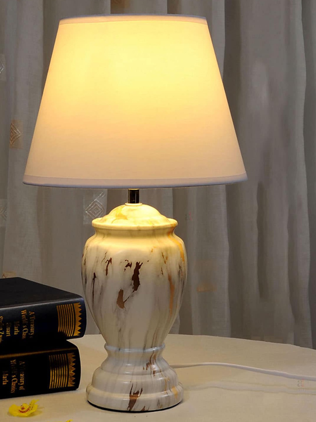 

Art Street White Dauphin Marble Design Dauphin Ceramic Table Lamp