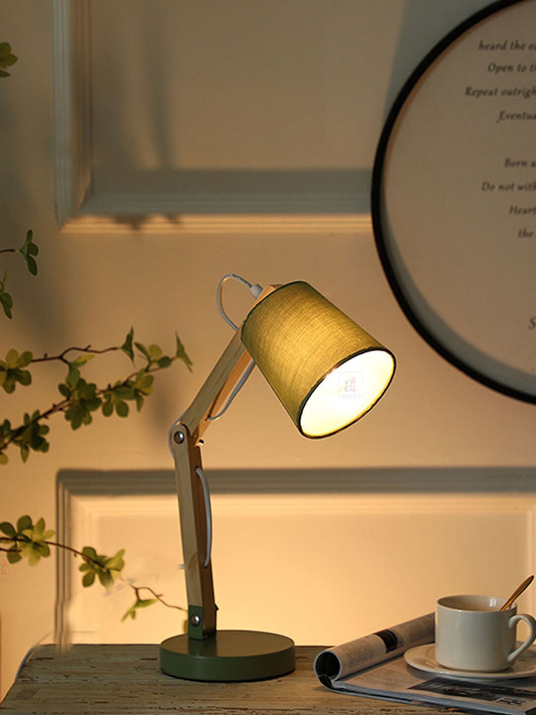 

Art Street Green & Brown Wooden Swing Arm LED Reading Light