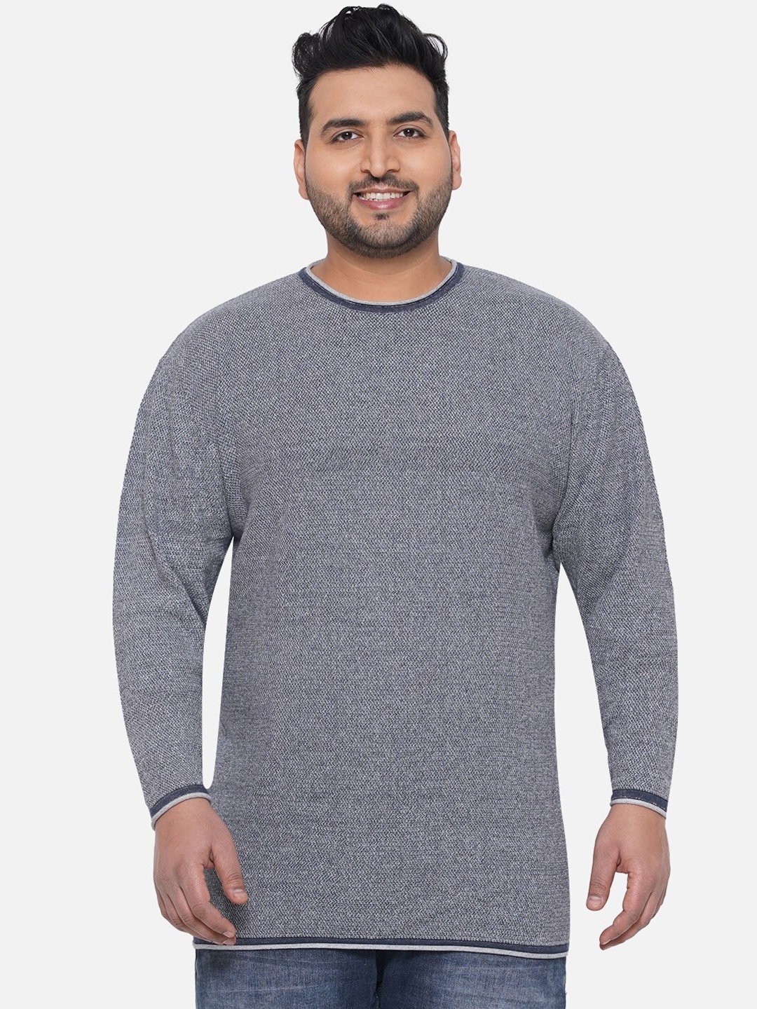 

Santonio Plus Size Round Neck Pure Cotton Pullover, Blue