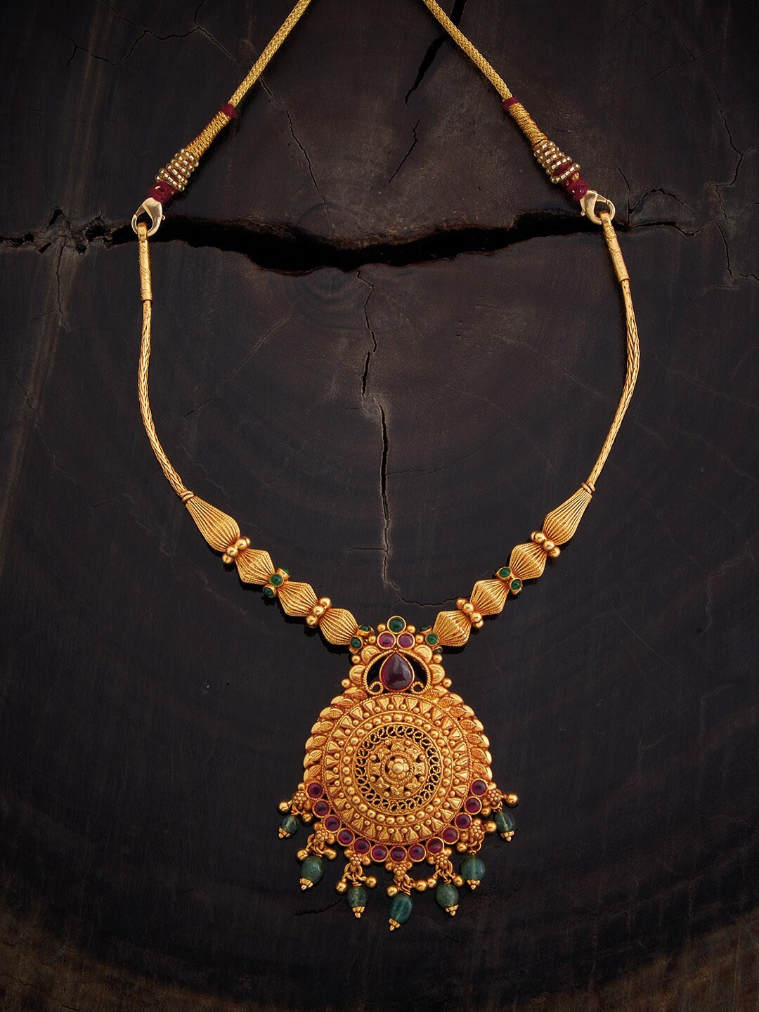 

Kushal's Fashion Jewellery 92.5 Pure Silver Gold-Plated Temple Necklace