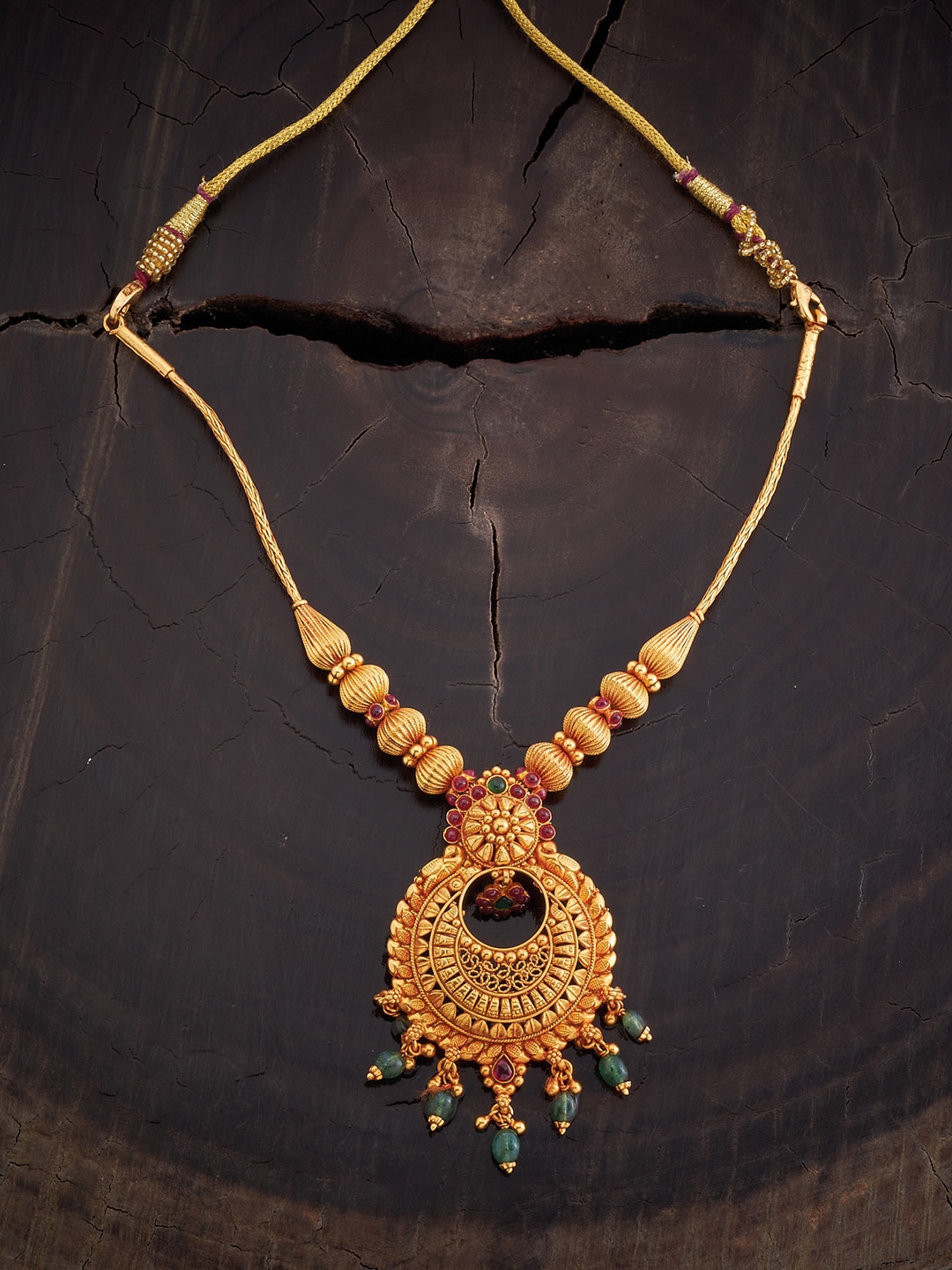 

Kushal's Fashion Jewellery 92.5 Pure Silver Gold-Plated Temple Necklace