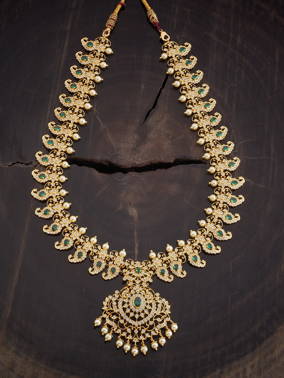 

Kushal's Fashion Jewellery 92.5 Pure Silver Gold-Plated CZ Necklace