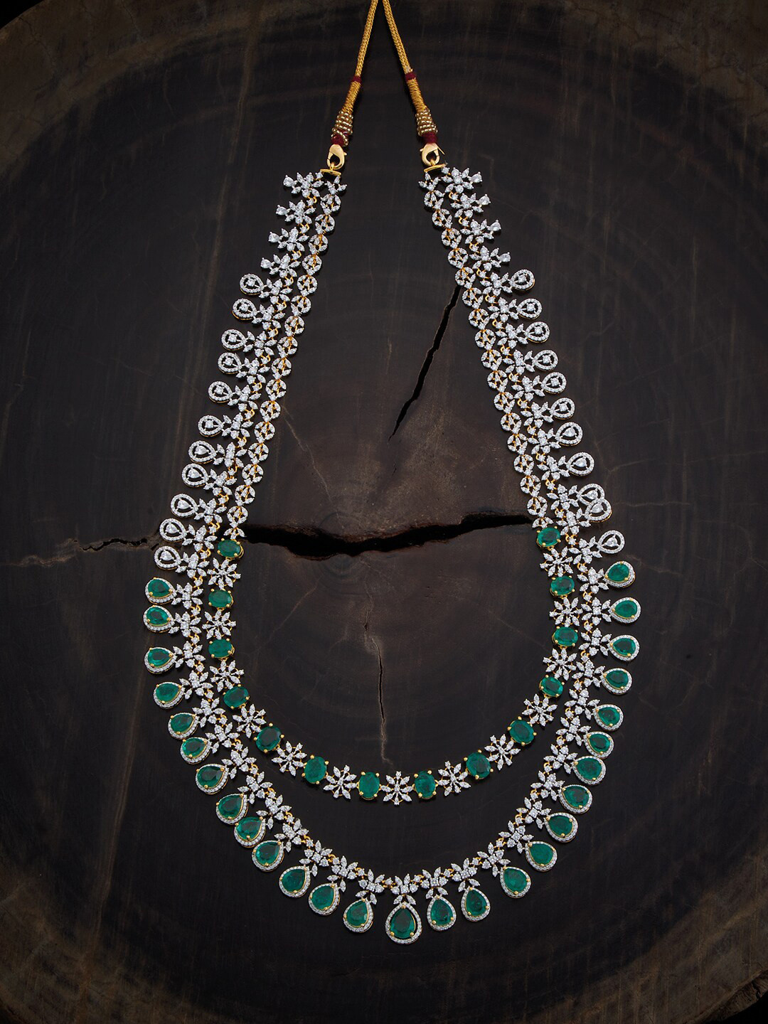 

Kushal's Fashion Jewellery 92.5 Pure Silver Rose Gold-Plated Necklace, Green