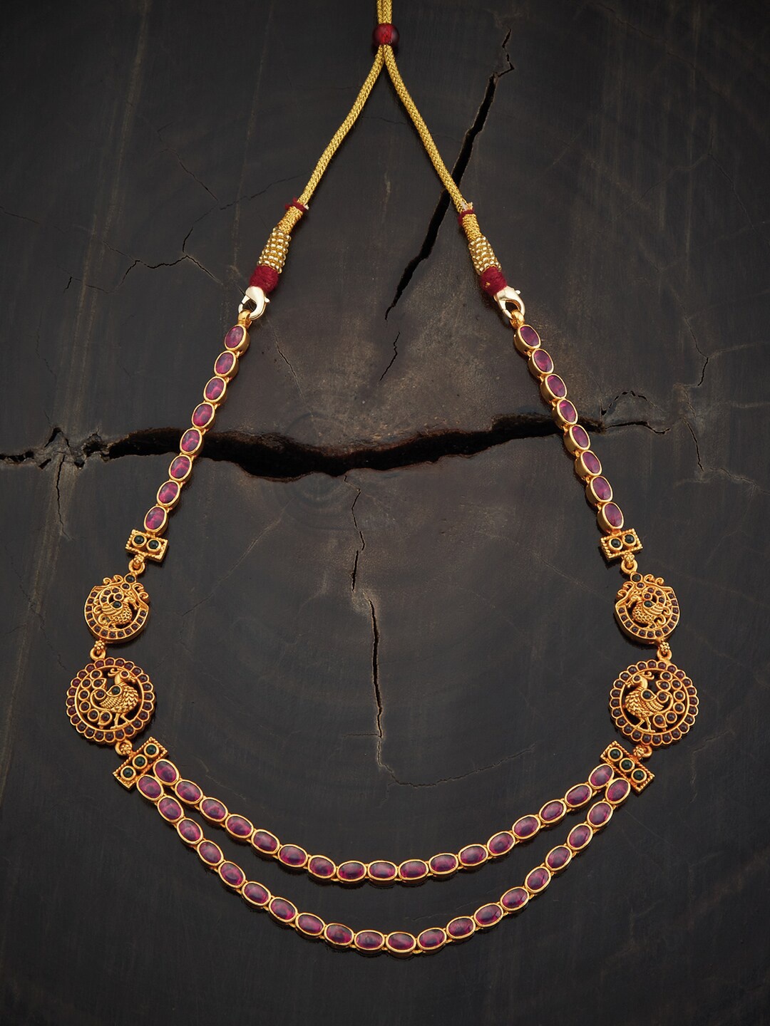 

Kushal's Fashion Jewellery 92.5 Pure Silver Gold-Plated Temple Necklace