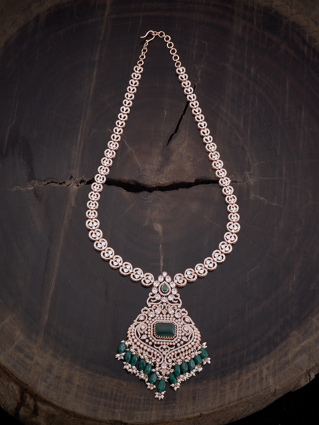

Kushal's Fashion Jewellery Rose Gold-Plated CZ Studded Necklace