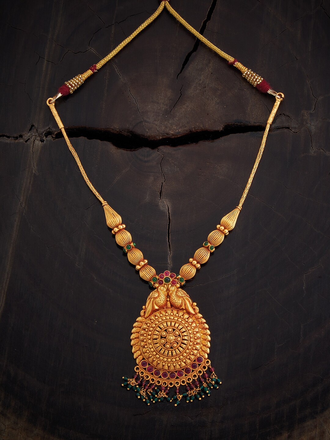 

Kushal's Fashion Jewellery 92.5 Pure Silver Gold-Plated Temple Necklace