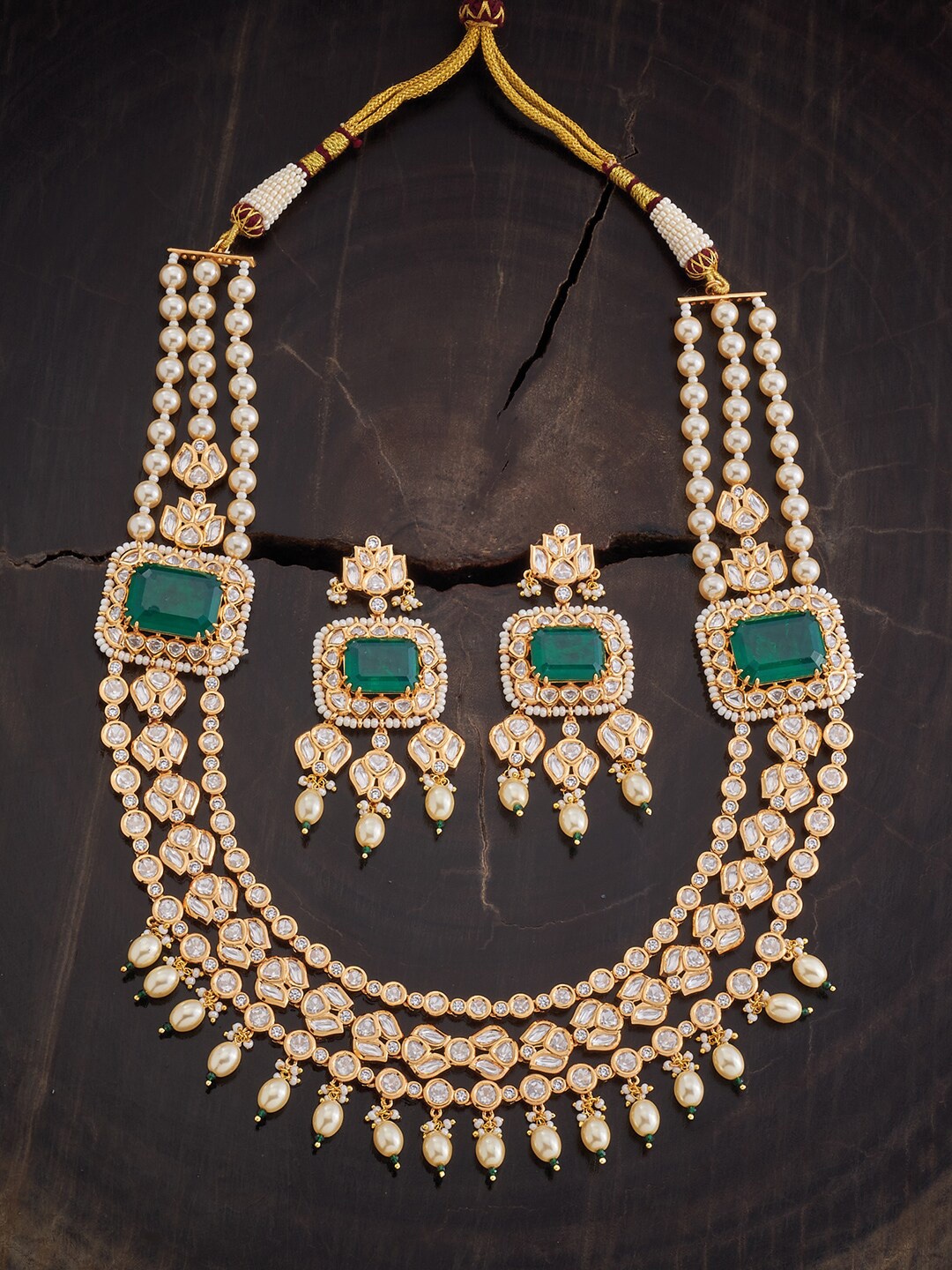 

Kushal's Fashion Jewellery Kundan Necklace Set, Green