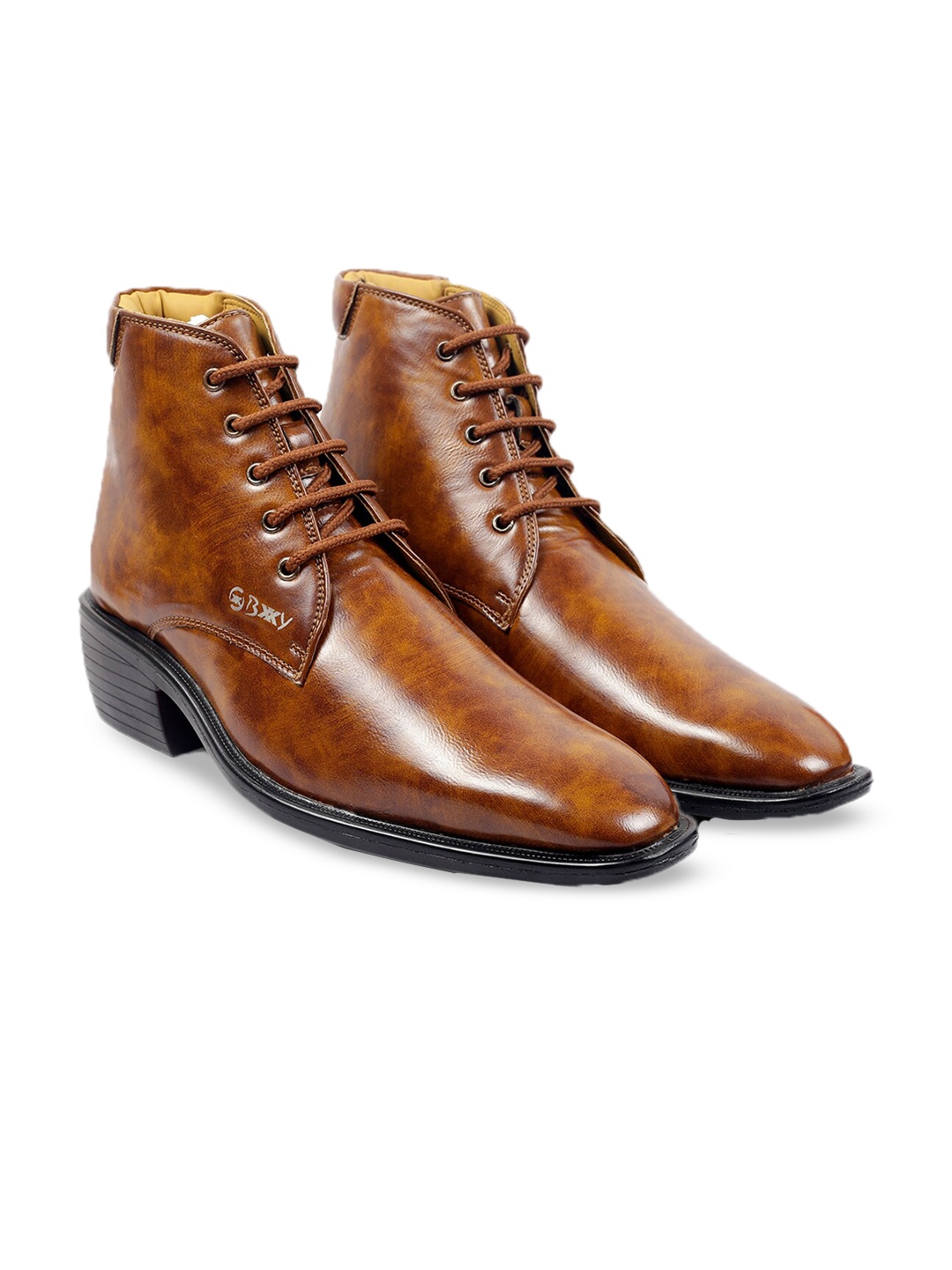 

Bxxy Men Block-Heeled Height Increasing Regular Boots, Tan