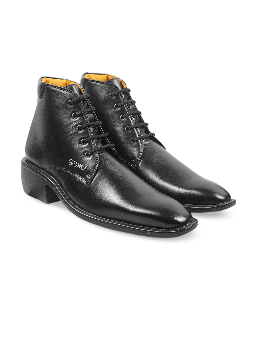 

Bxxy Men Block-Heeled Height Increasing Regular Boots, Black