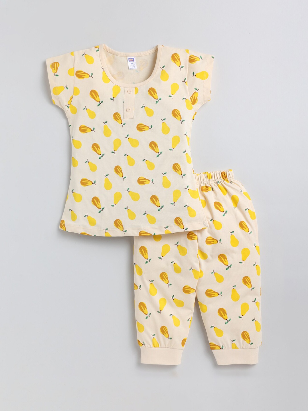 

Nottie Planet Girls Conversational Printed Pure Cotton Night Suit, Yellow