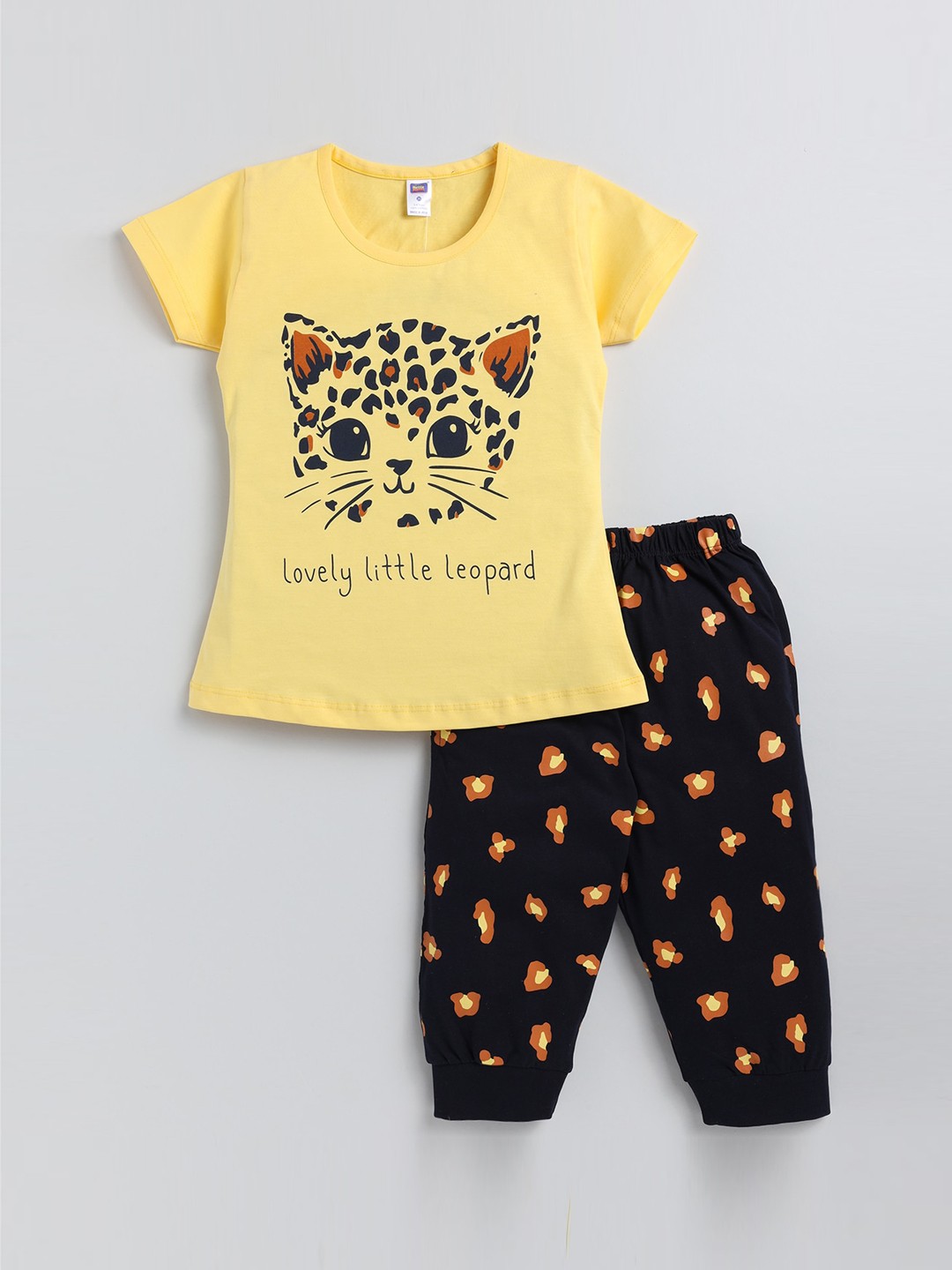 

Nottie Planet Girls Graphic Printed Pure Cotton Night Suit, Yellow