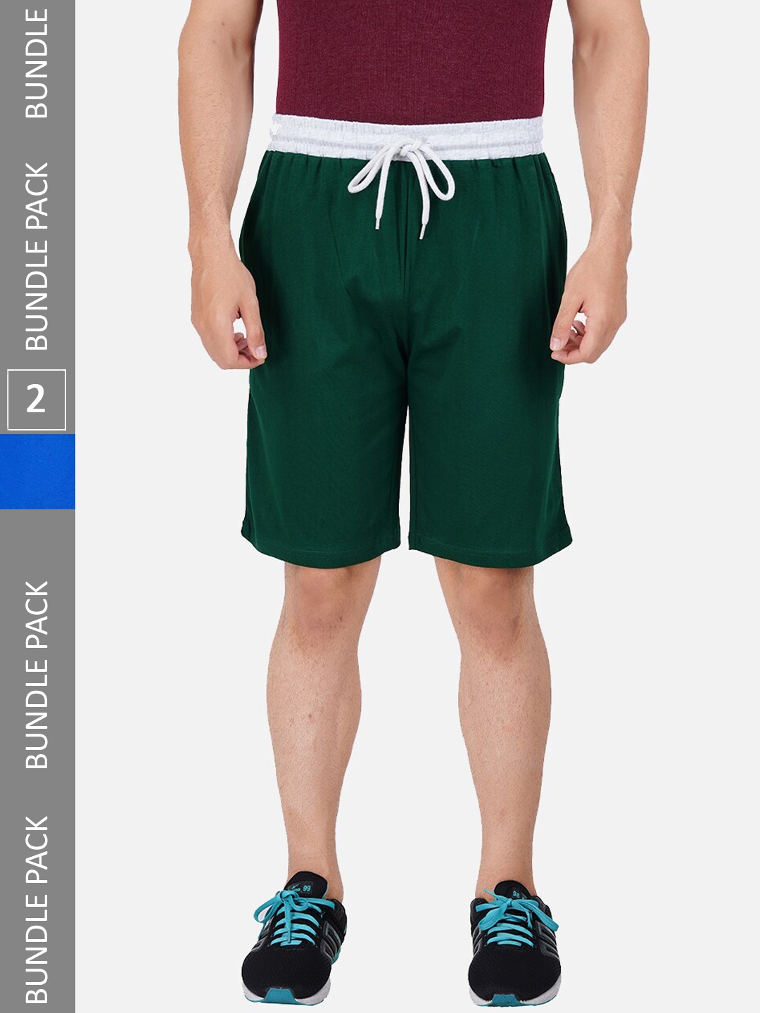 

PRIDE APPAREL Men Pack Of 2 Antimicrobial Technology pure Cotton Sports Shorts, Green