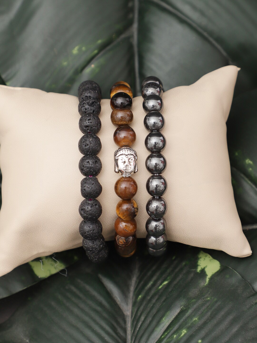 

TAG 7 Set of 3 Tigers Eye Bracelet, Black