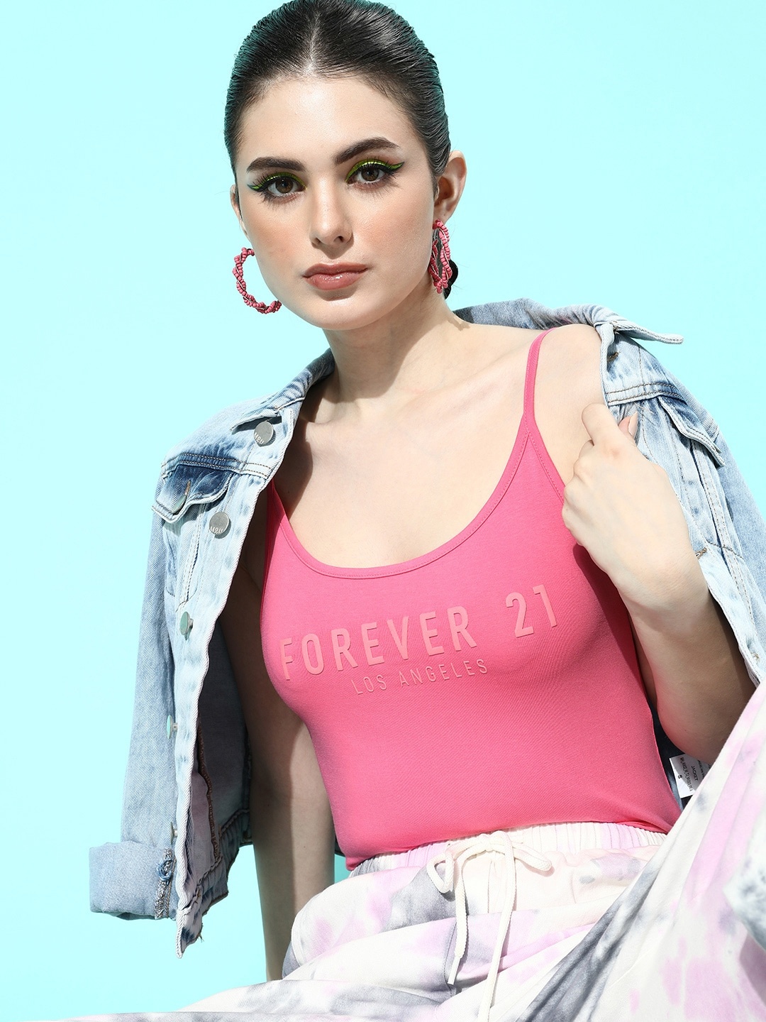 FOREVER 21 Brand Logo Printed Tank Top, Pink