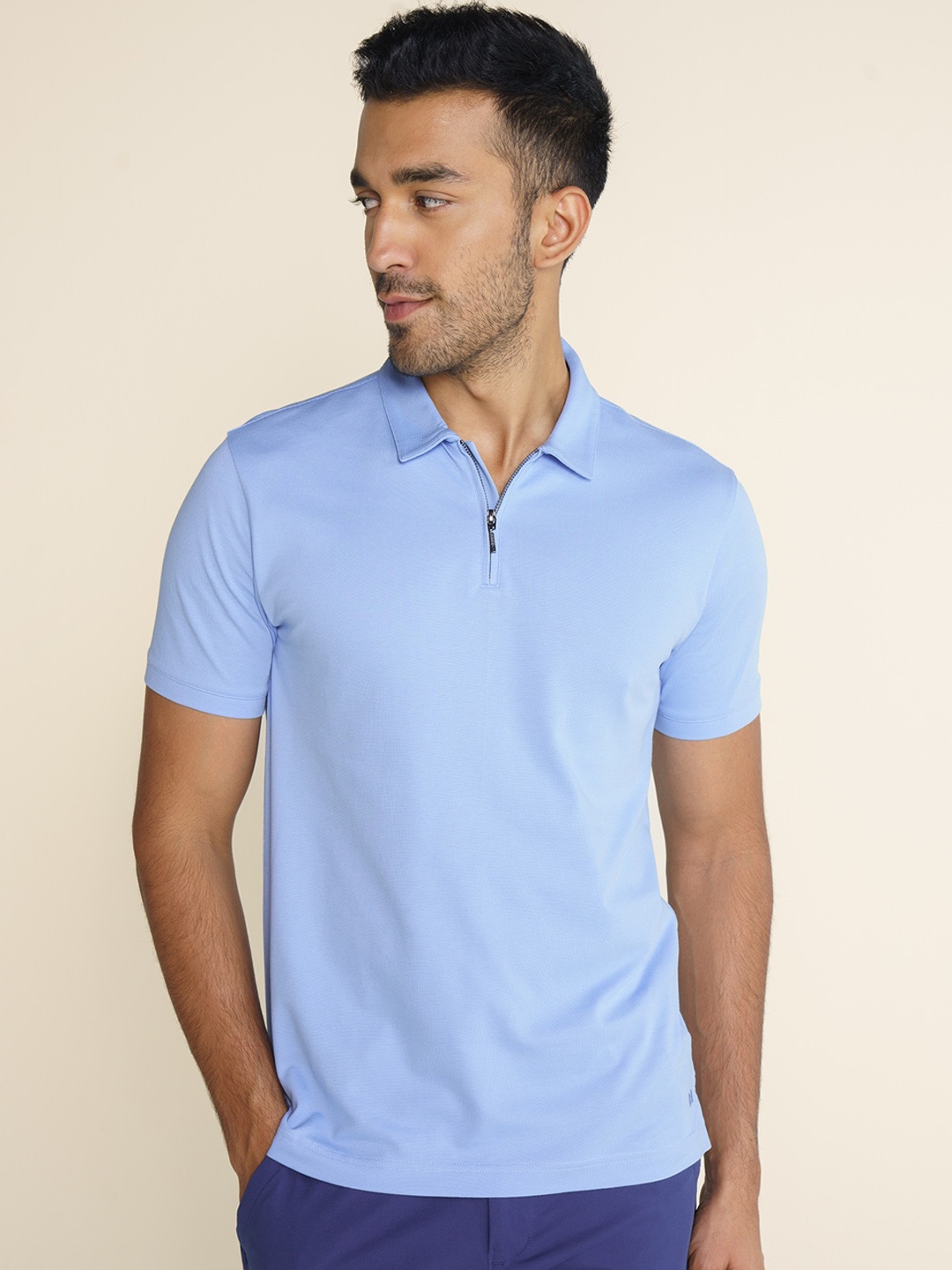 

DAMENSCH Zipper Polo Pique T-Shirt, Blue