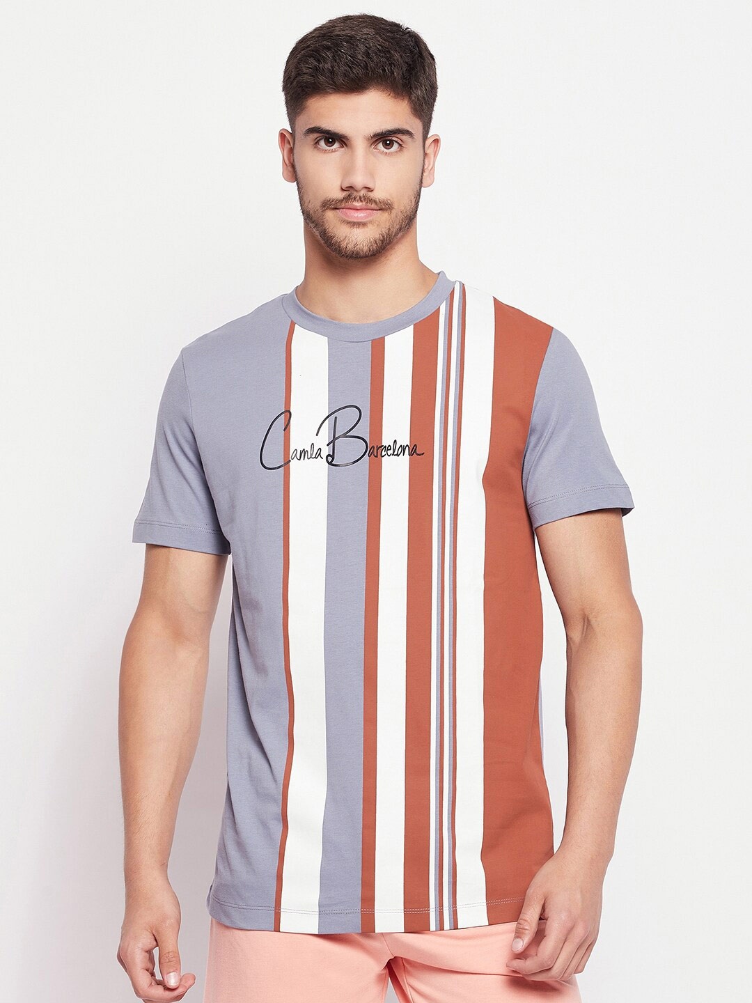 

CAMLA Striped Cotton T-shirt, Grey
