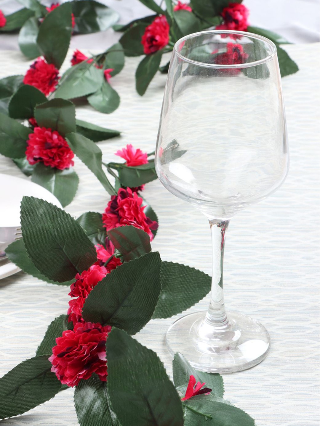 

BS AMOR Red & Green Peony Artificial Flower Creeper Wall Hanging