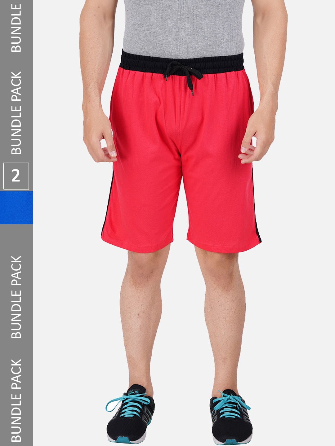 

PRIDE APPAREL Men Pack Of 2 Antimicrobial Technology pure Cotton Sports Shorts, Red