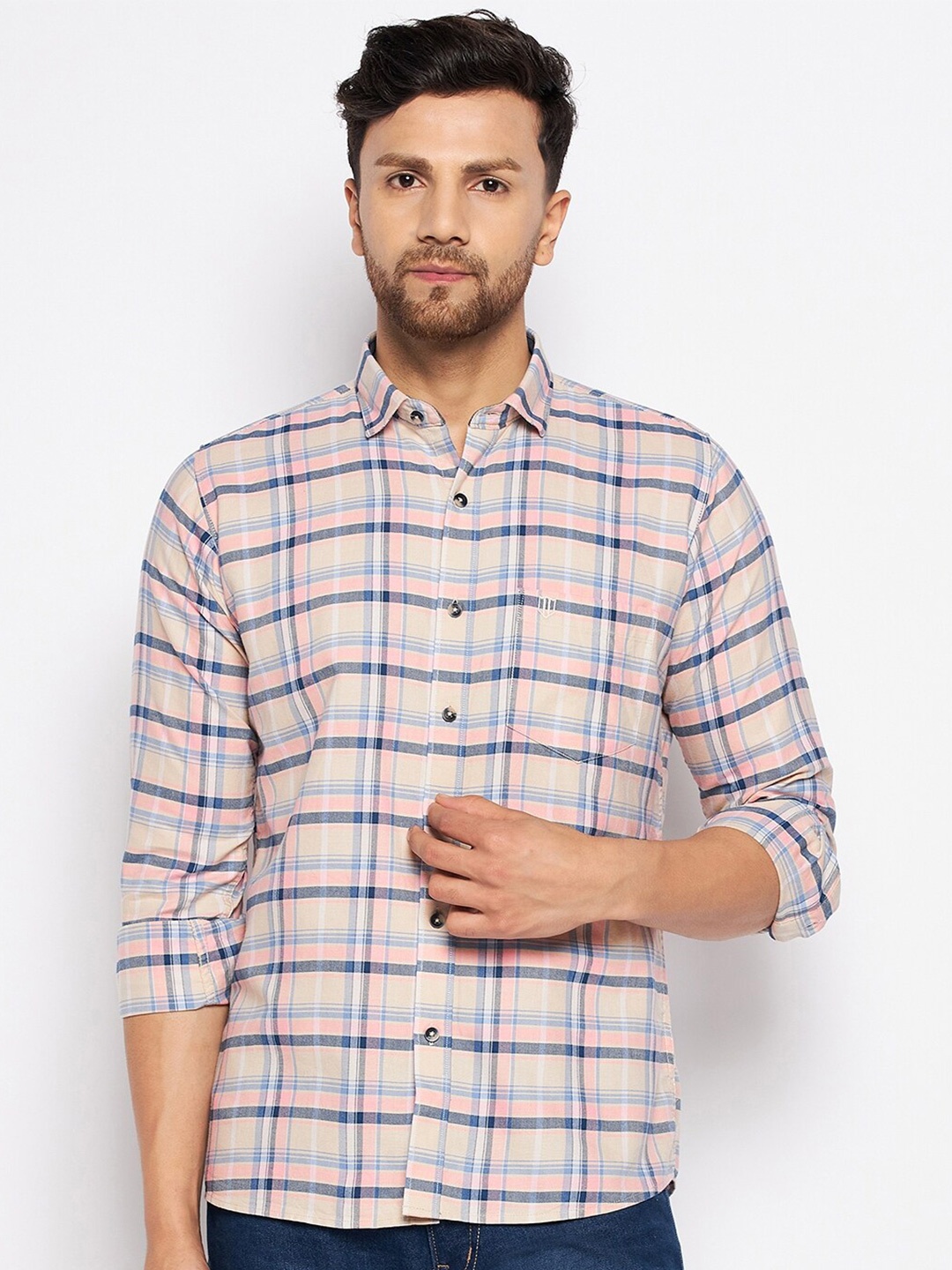 

Duke Men Slim Fit Checked Casual Shirt, Multi