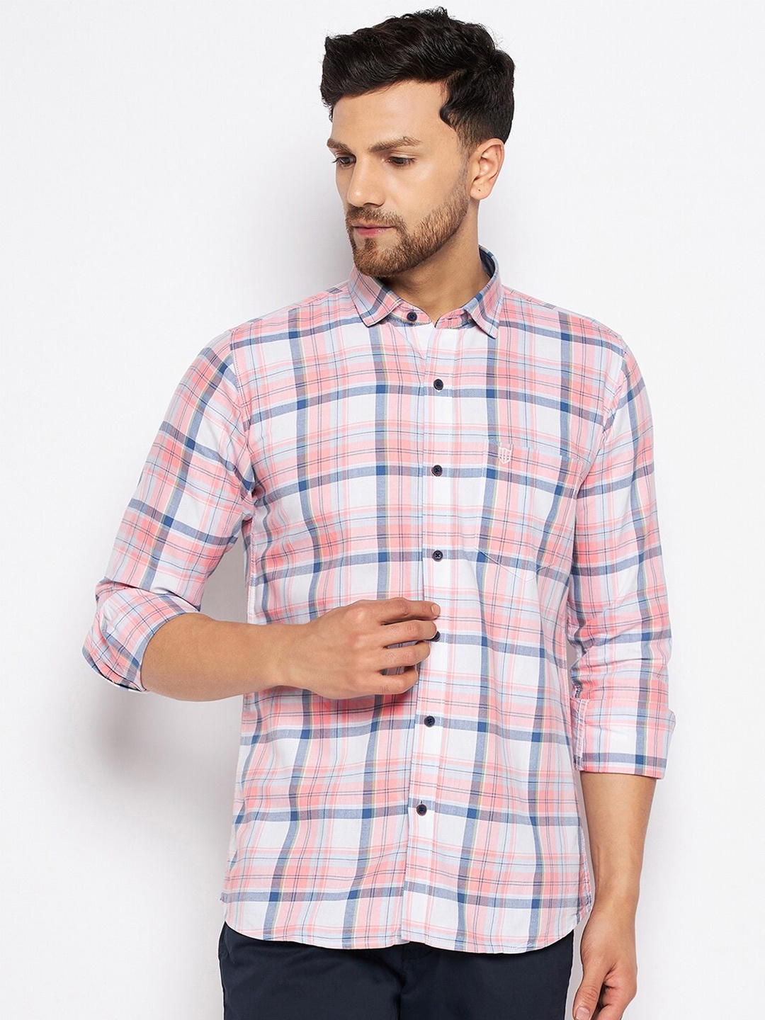 

Duke Men Slim Fit Checked Cotton Casual Shirt, Multi