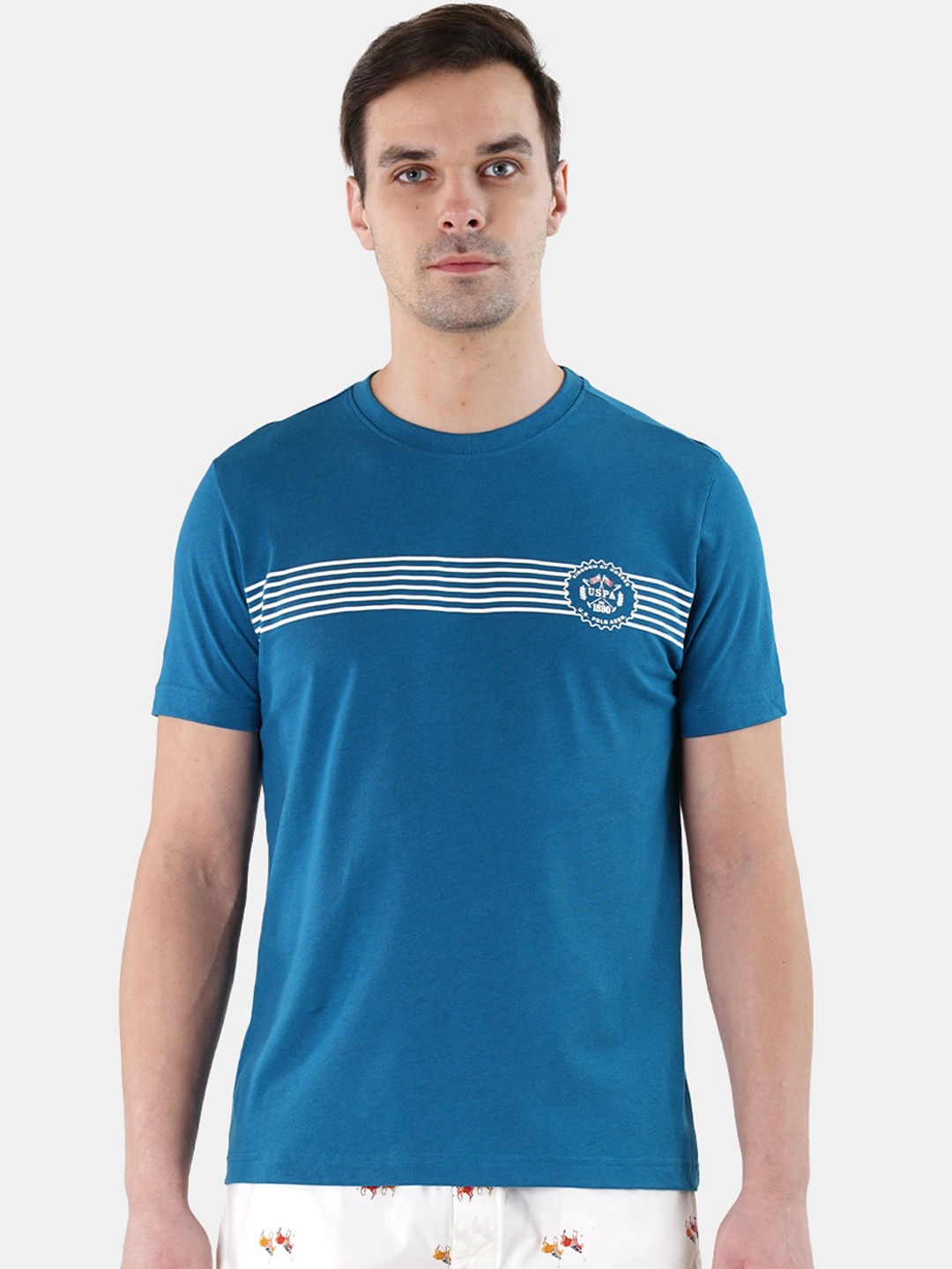 

U.S. Polo Assn. Striped Round Neck Lounge Tshirts, Blue