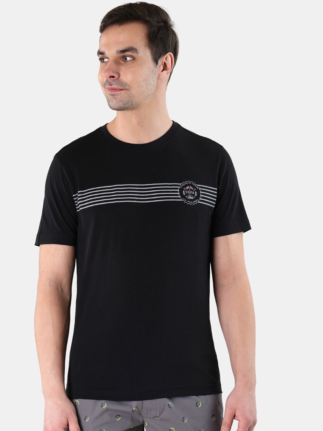 

U.S. Polo Assn. Round Neck Lounge Tshirts, Black