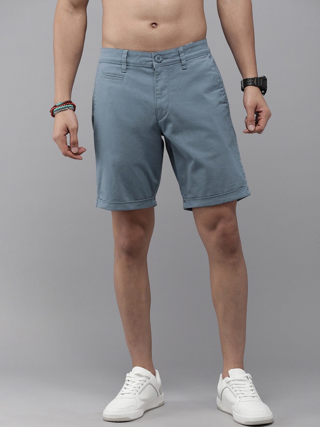 

Roadster Men Mid-Rise Regular Fit Chino Shorts, Blue