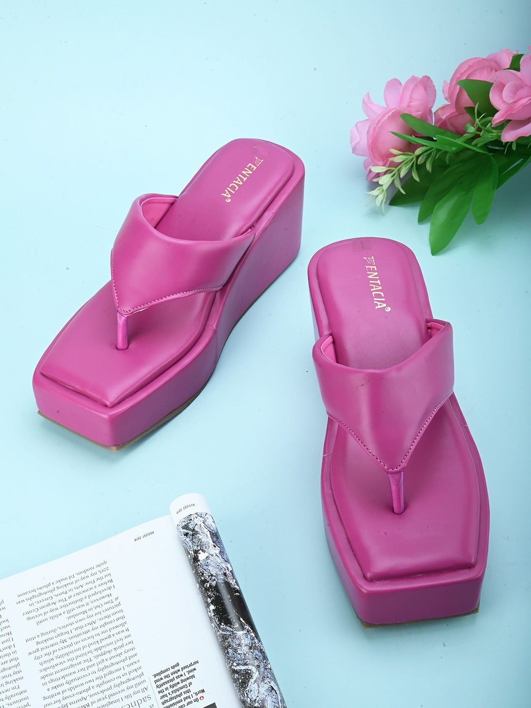 

Fentacia T-Strap Lightweight Flatform Heels, Purple