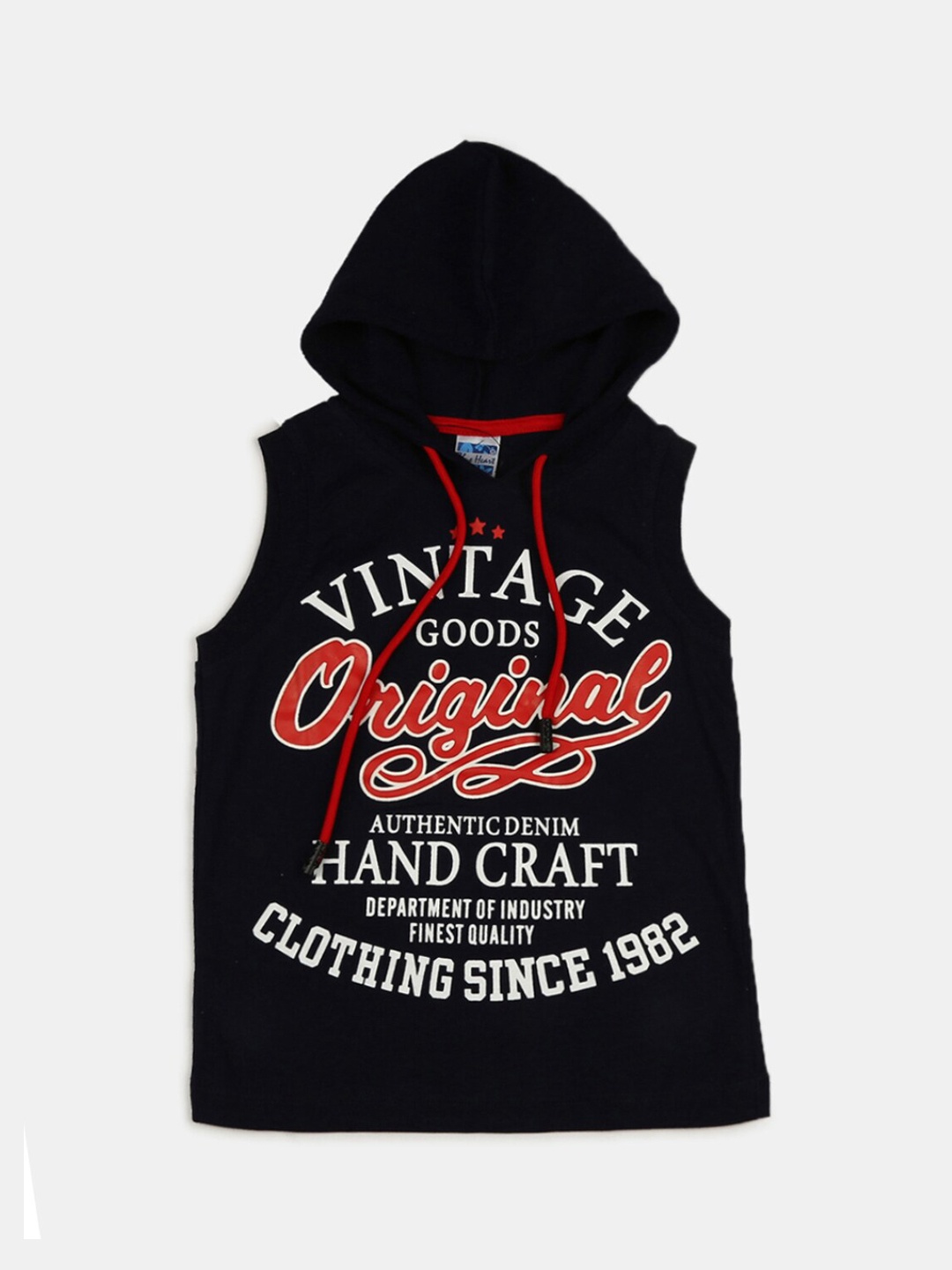 

V-Mart Boys Typography Printed Hooded Cotton T-shirts, Navy blue