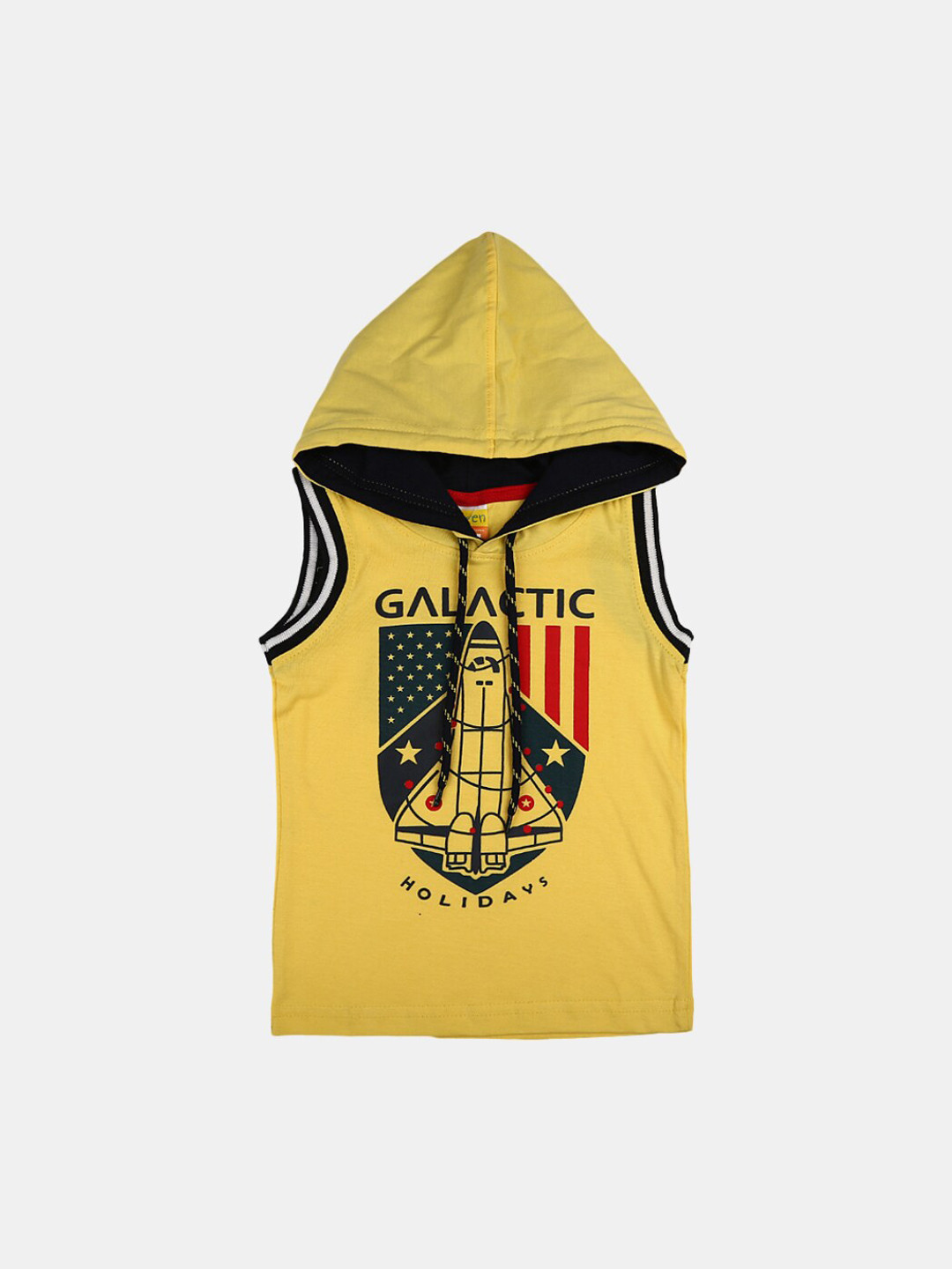 

V-Mart Boys Typography Printed Hooded Cotton T-shirts, Yellow