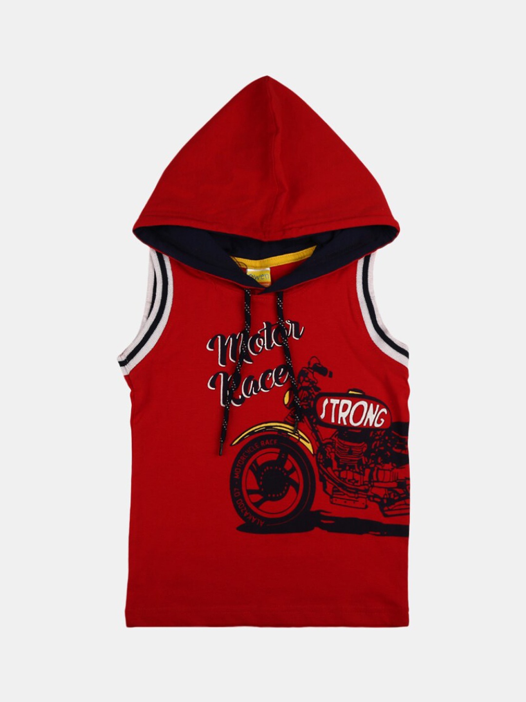 

V-Mart Boys Typography Printed Hooded Cotton T-shirts, Red