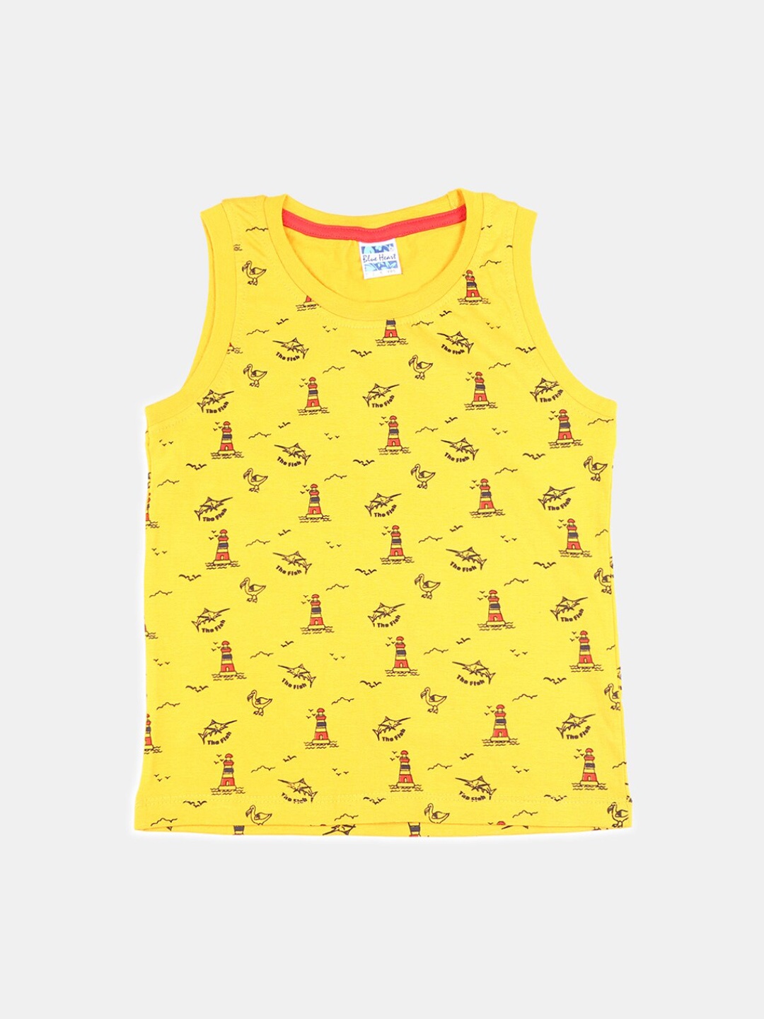 

V-Mart Boys Printed Cotton Basic Vest, Yellow