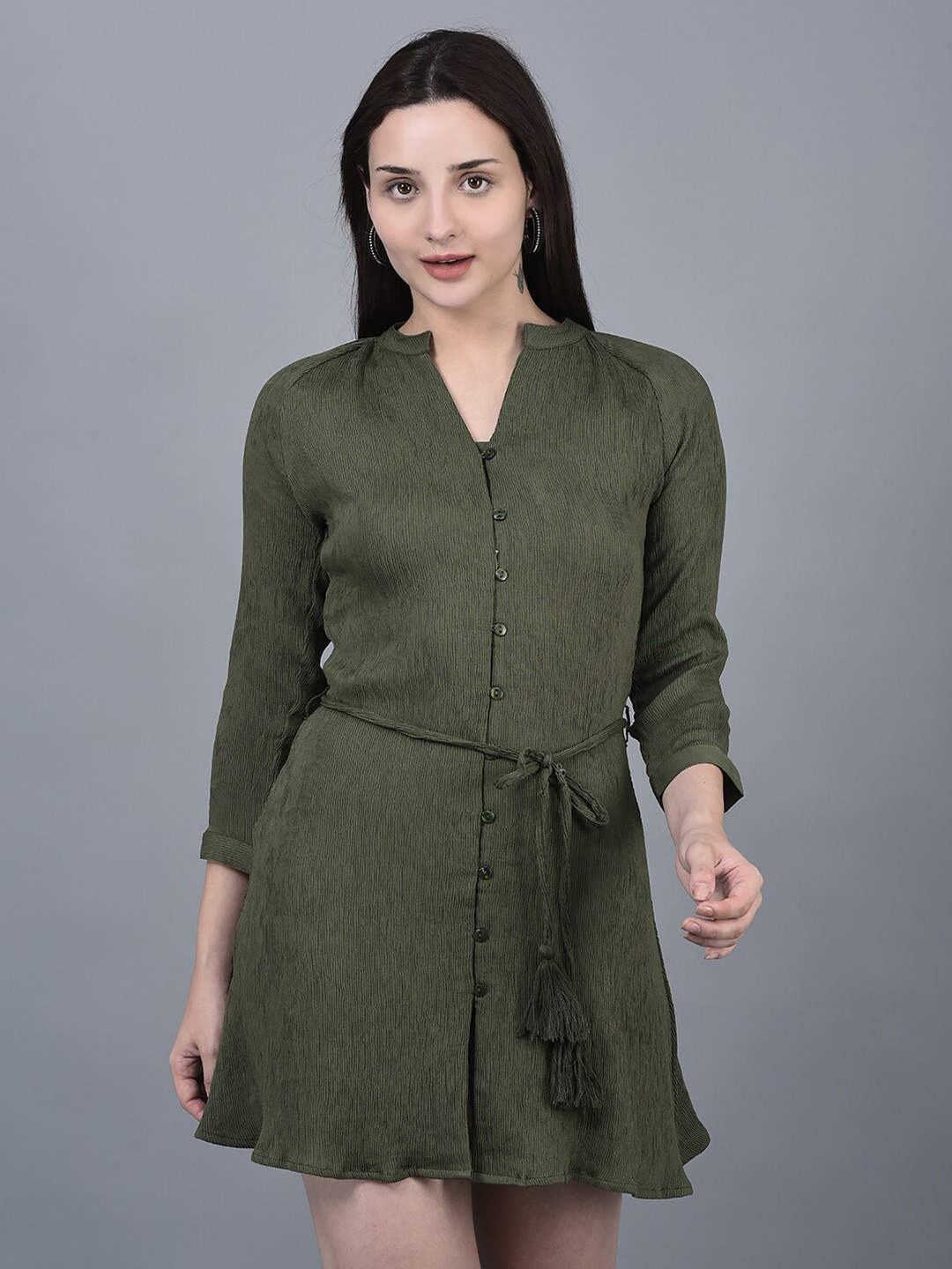 

CANOE Olive Green Shirt Mini Dress