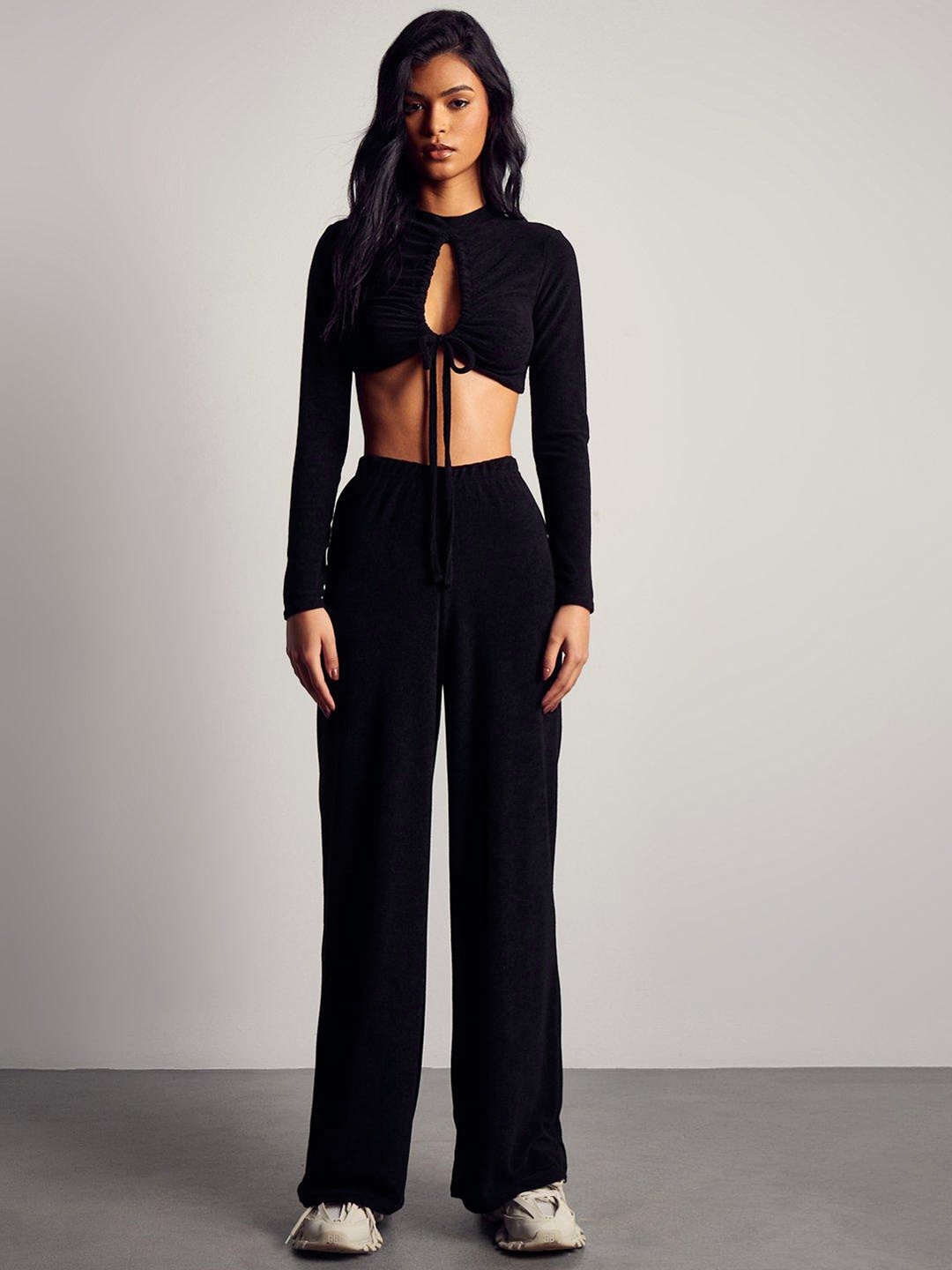 

MISSPAP Women Cut-Outs Co-Ords, Black