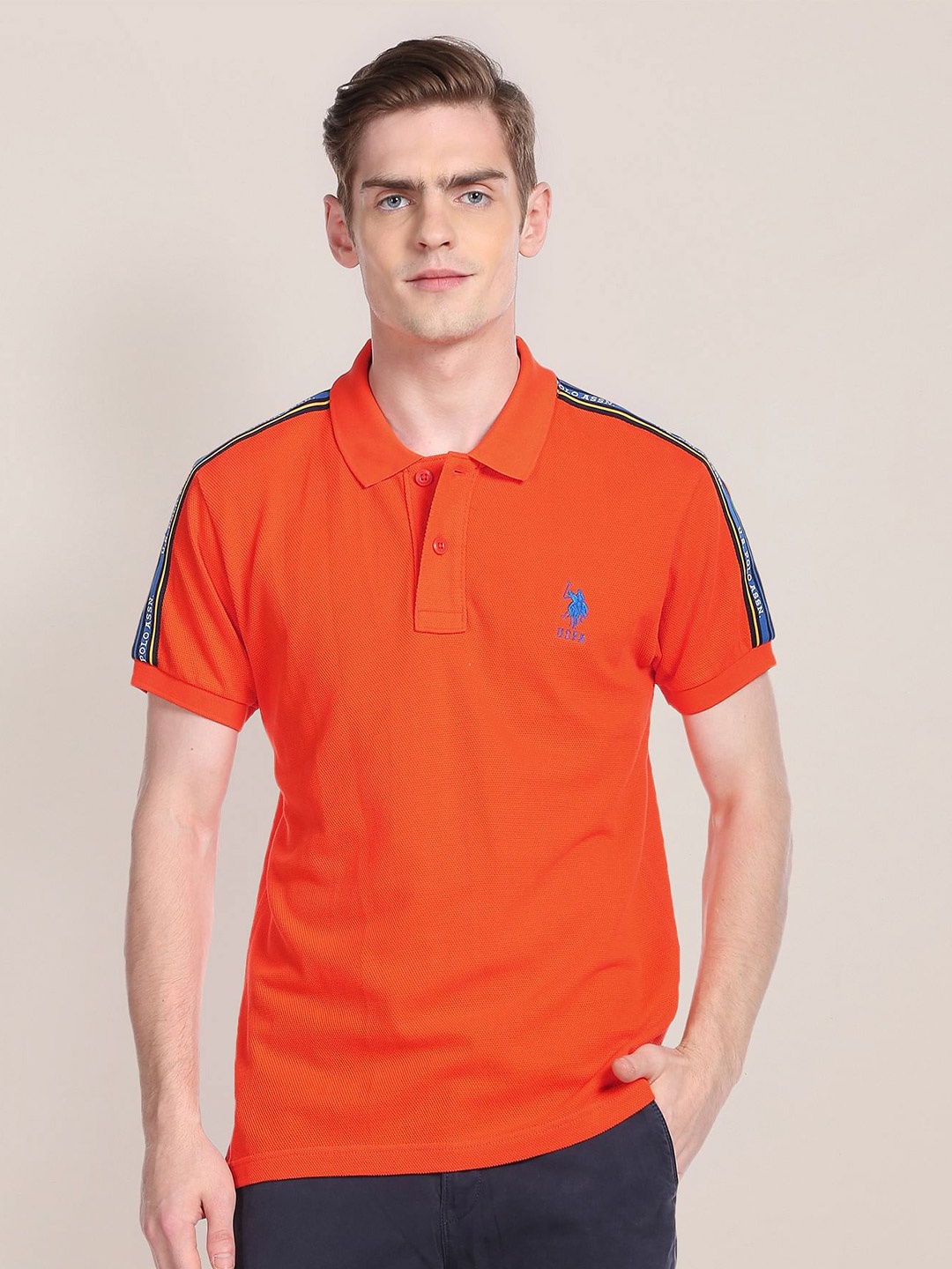 

U.S. Polo Assn. Polo Collar Slim Fit Pure Cotton T-shirt, Orange